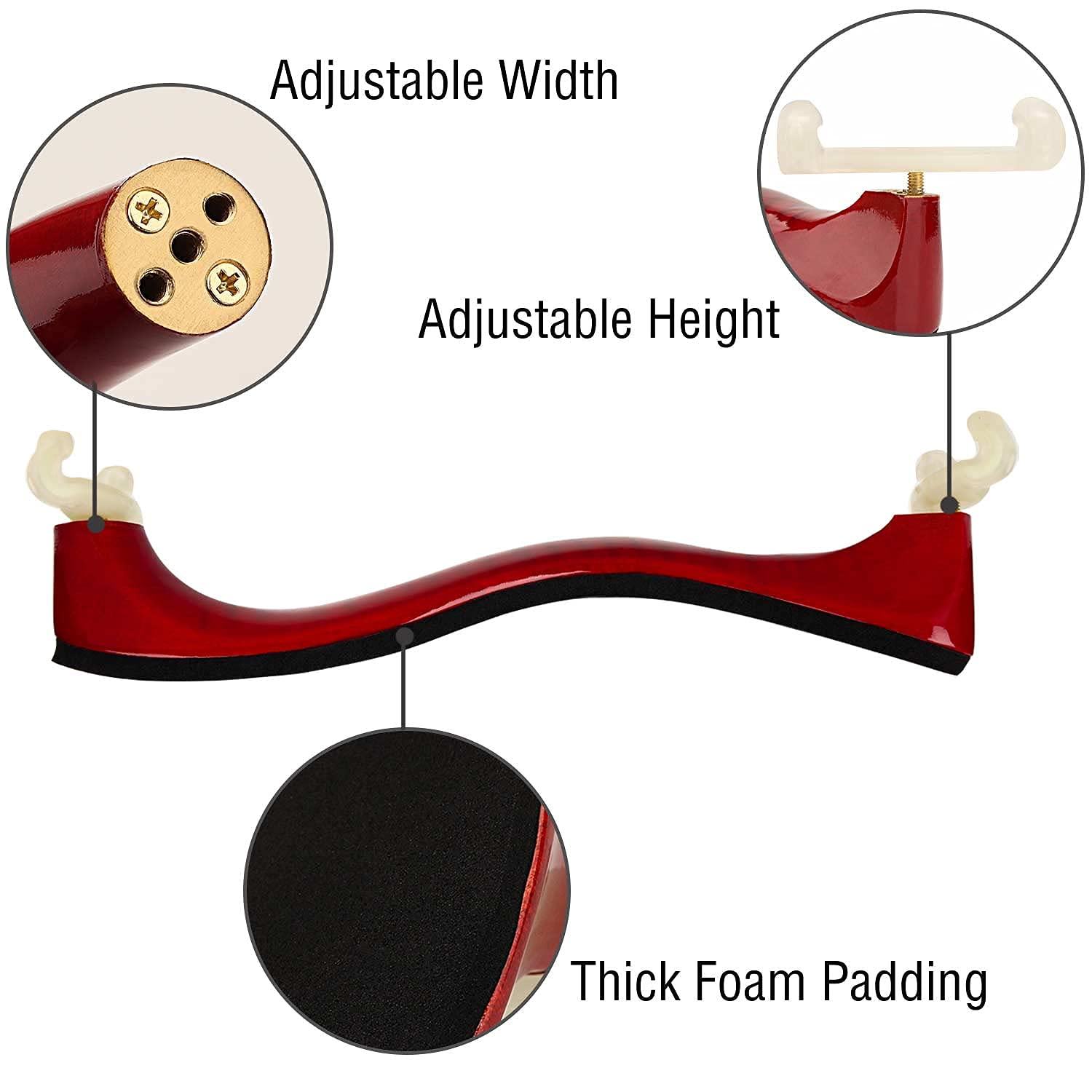 Lms Violin Shoulder Rest For 3/4 Size 4/4 Size, Adjustable Shoulder Rest For Violin, With Height Adjustable Feet Comfortable Foa